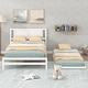 preview thumbnail 1 of 15, Full Size Platform Bed with Adjustable Trundle and Headboard, White White