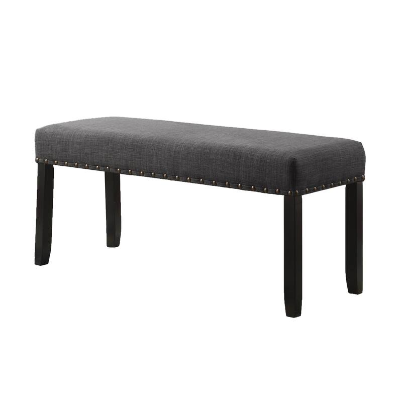 Dining Bench with Nailhead Trim - Grey