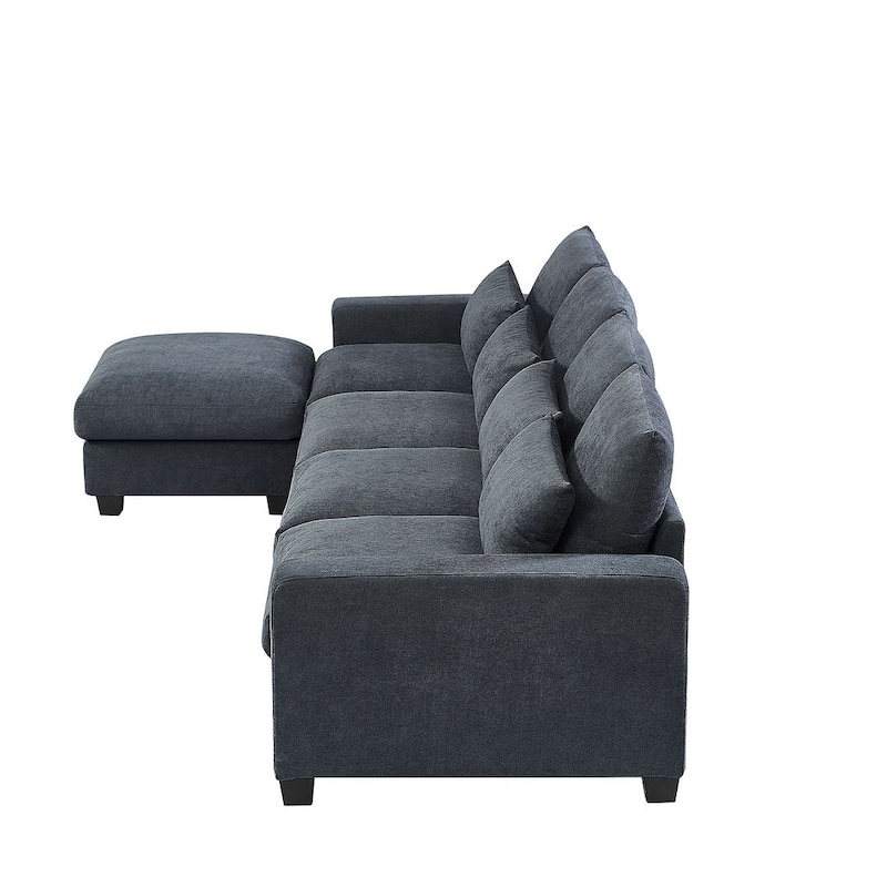 Modular L-Shape Feather Filled Sectional Sofa with Reversible Chaise