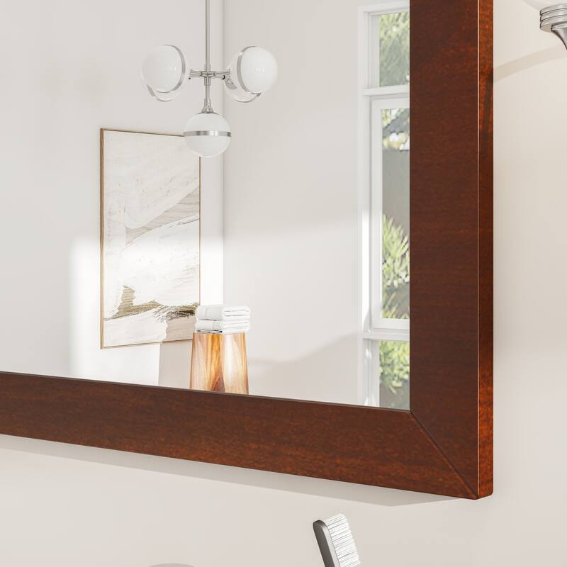 Eviva New York 42" x 30" Rectangular Teak Wooden Framed Mirror