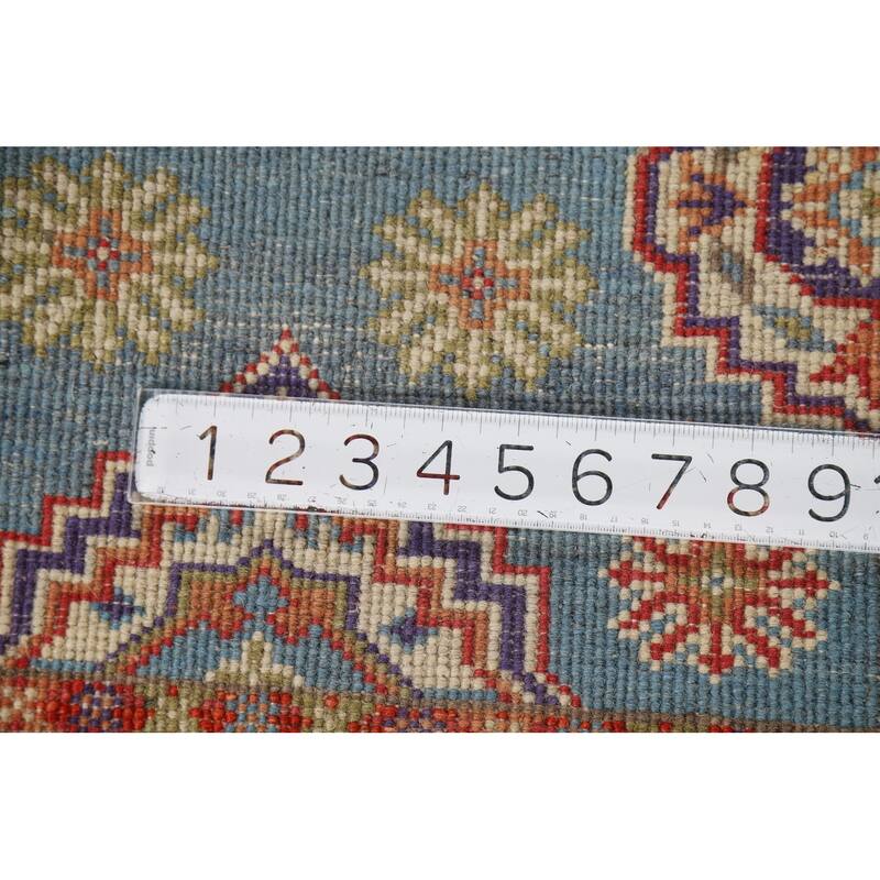 Light Blue Kazak Foyer Rug Hand-Knotted Wool Carpet - 2'0" x 3'0"