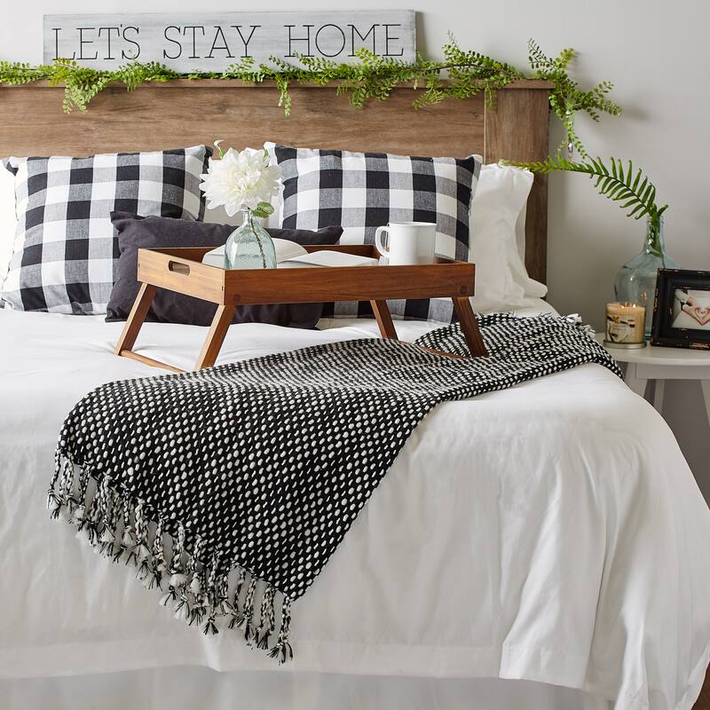 DII Navy & White Textured Acrylic Throw