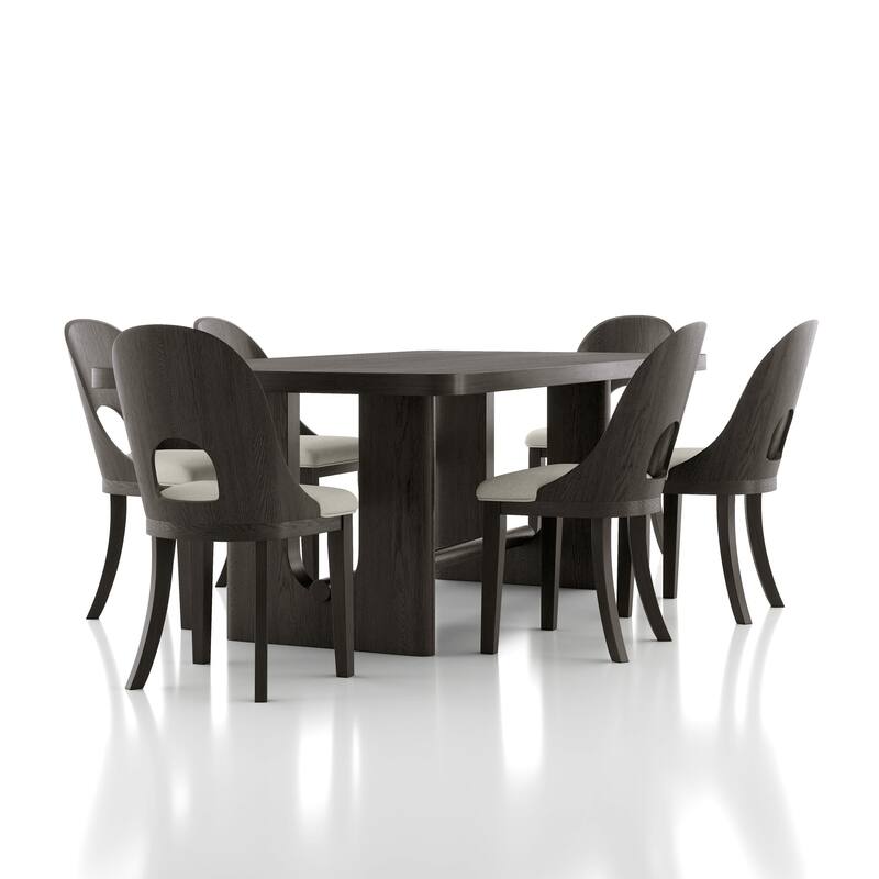 Furniture of America Piez Modern 7-Piece Solid Wood Dining Table Set