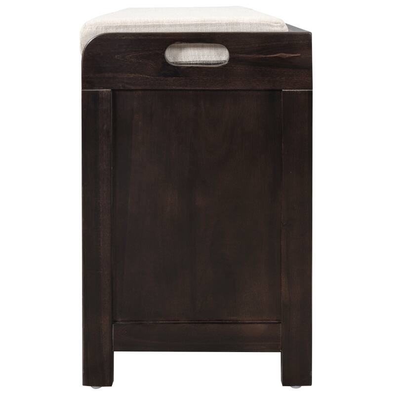 Rustic Storage Bench with Removable Cushion, Basket & Drawers - Ideal for Farmhouse Decor