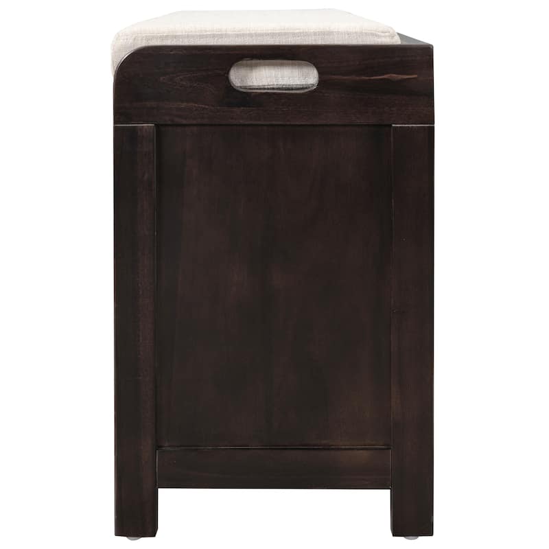Wood Shoe Storage Bench with 2 Drawers, Large Basket and Removable Seat Cushion for Entryway Hallway Front Door