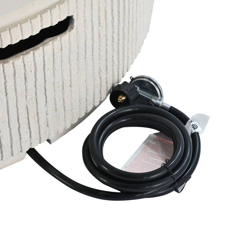 38.19" Propane Outdoor Fire Pit with Vertical Stripe Design, 50000 BTU Round Fire Pit Table with Steel Burner, Flame Control