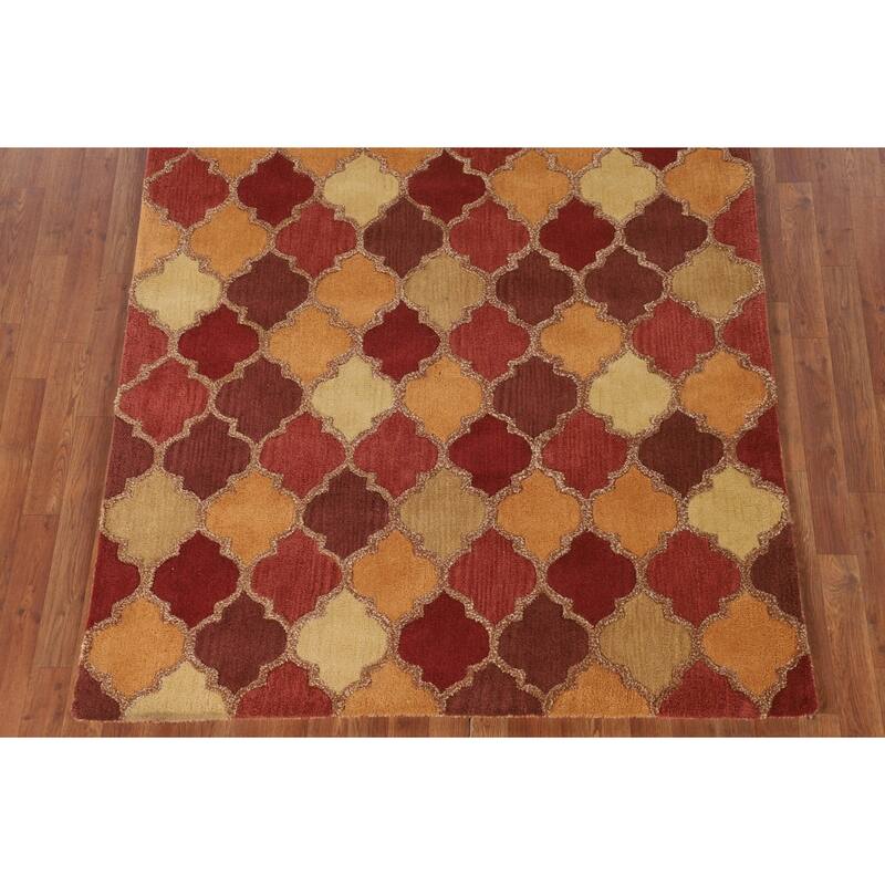 Trellis Gabbeh Indian Area Rug Hand-Tufted Wool Carpet - 5'0" x 8'0"