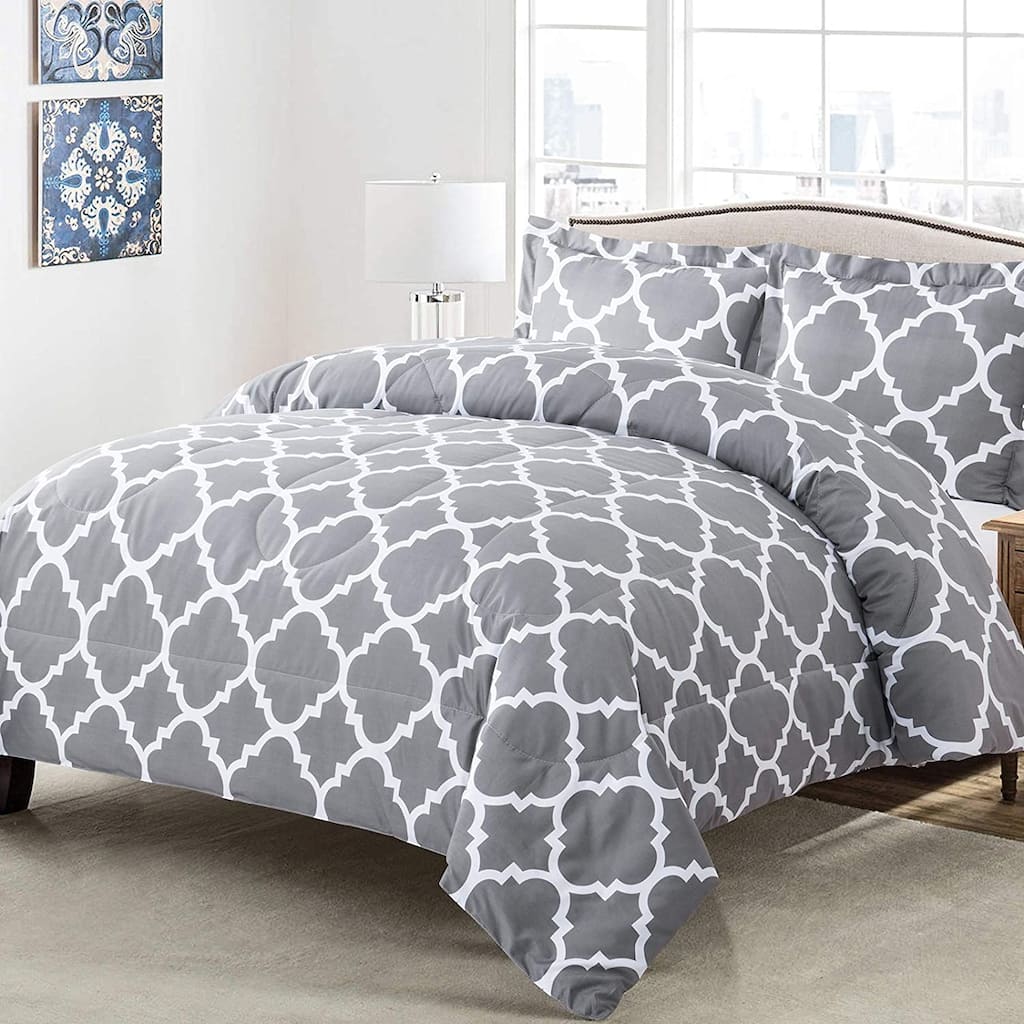Shatex Microfiber 3 Pieces Bedding Comforter Sets Geometry, Queen