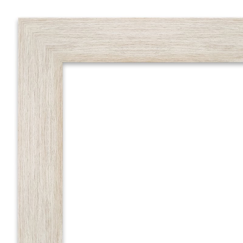 Beveled Wood Bathroom Wall Mirror - Hardwood Whitewash Frame - Hardwood White Wash