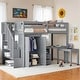 preview thumbnail 2 of 18, Twin Size Loft Bed with Stairs, Bookshelf, Drawers, Desk & Wardrobe