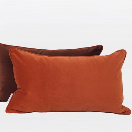 G Home Collection Luxury Orange And Brown Two Color Flannel Fabric Pillow 12"X20"