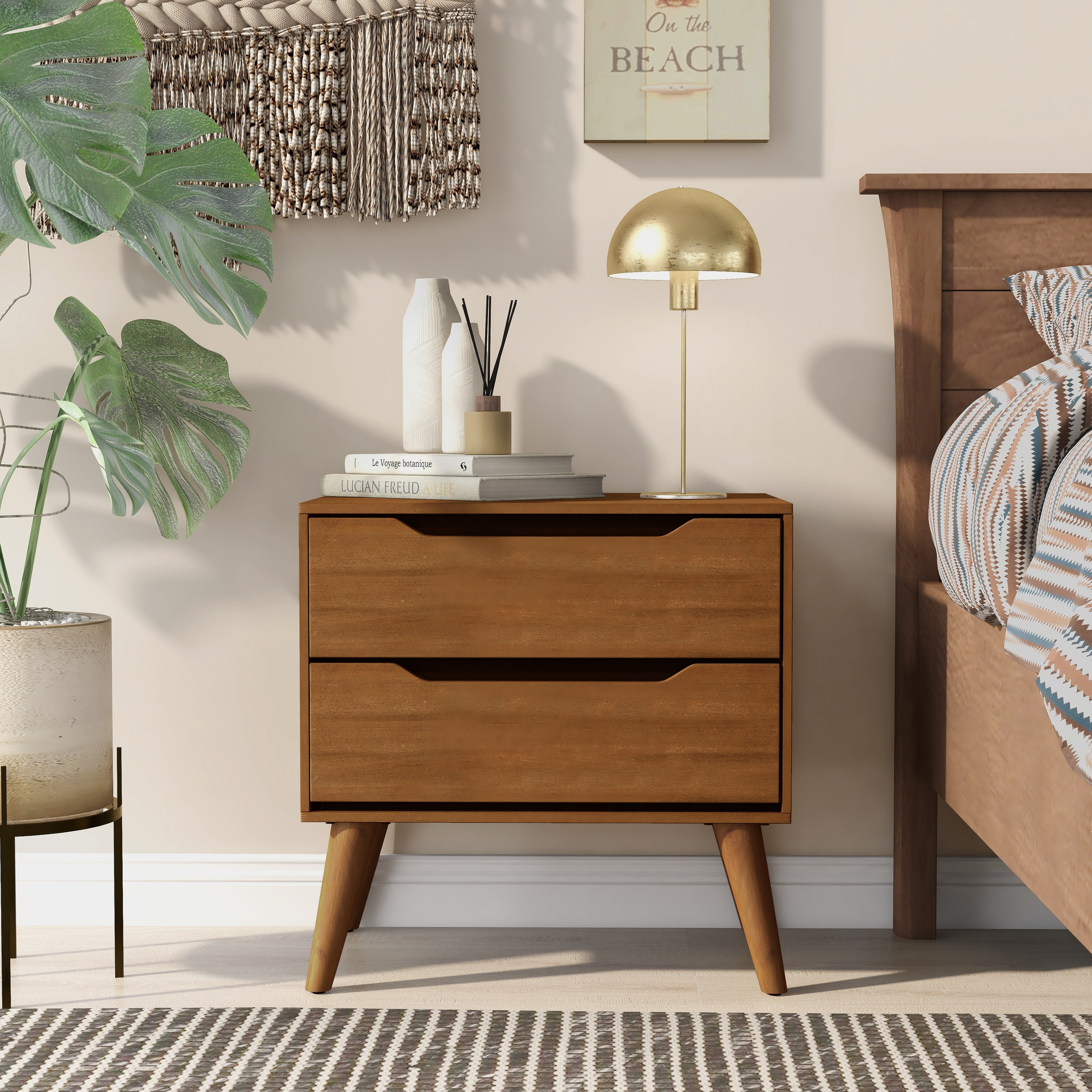 Furniture of America Bodo Mid-century Modern Wood 2-Drawer Nightstand