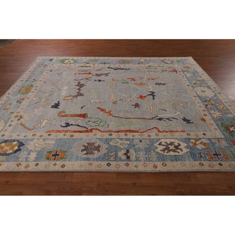 Grey Oushak Turkish Area Rug Handmade Vegetable Dye Wool Carpet - 7'11"x 9'9"