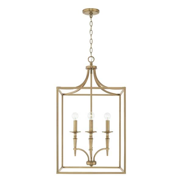 slide 2 of 8, Abbie 17.75" 4-light Lantern Foyer Pendant Aged Brass