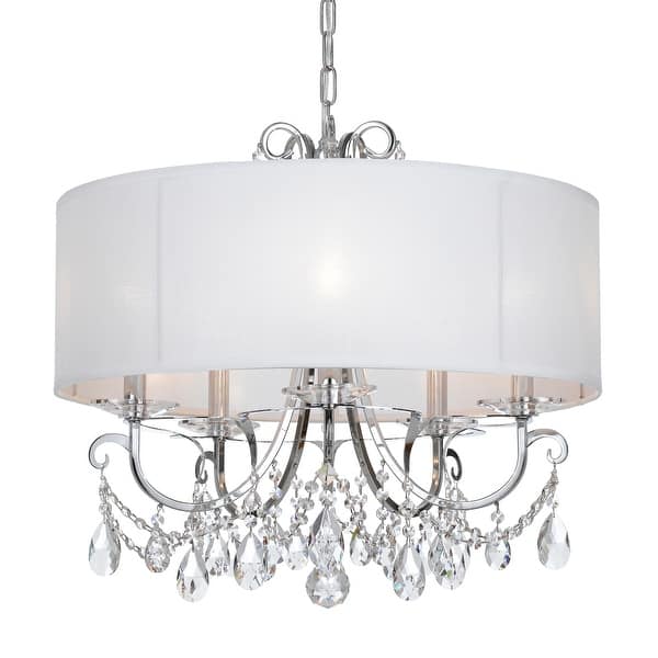 slide 2 of 6, Othello 5 Light Clear Crystal Polished Chrome Chandelier - 24'' W x 21'' H 24'' W x 21'' H