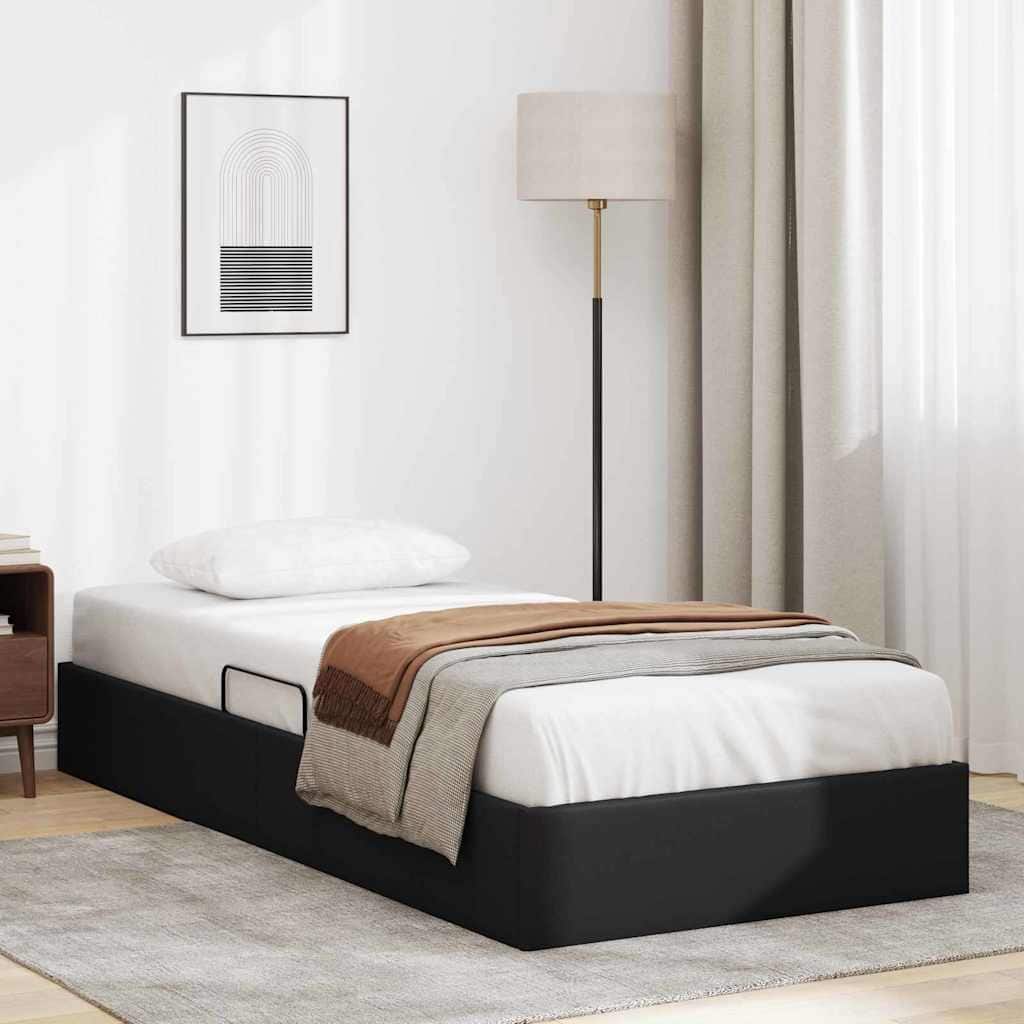 vidaXL Storage Bed with Mattress Black in Faux leather