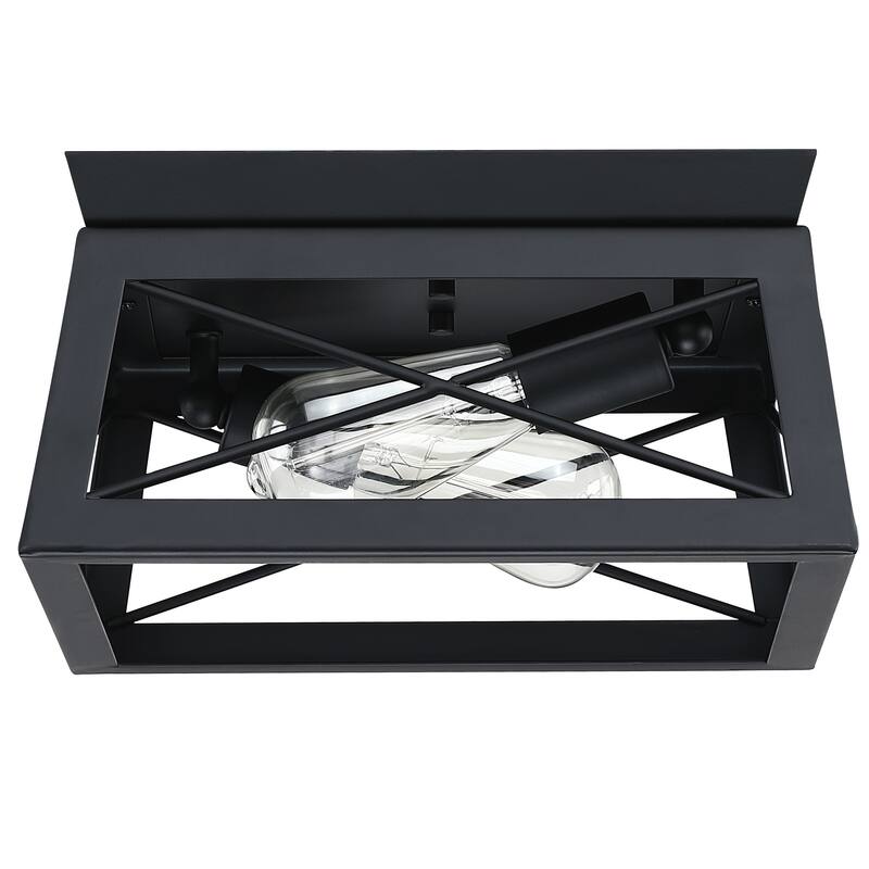 2-Light Ceiling Matte Black Lights Flush Mount Fixtures