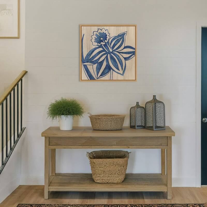 Indigo Daffodil by Chariklia Zarris (22 x 22 in.), Framed Canvas Wall Art Print