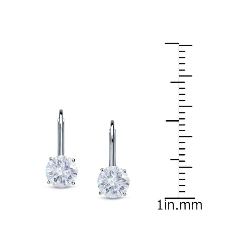 Auriya 1ctw Round Solitaire Moissanite Leverback Earrings 14K Gold