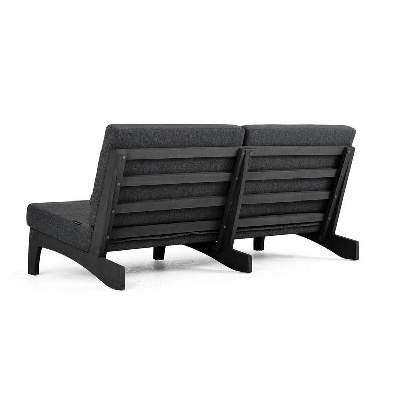 Casual Teak Outdoor Patio Conversation Set with Cushioned Sofa Loveaseat