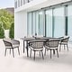 preview thumbnail 1 of 16, Outdoor Patio Aluminum Dining Set with Cushions, Black and Beige 7pcs set