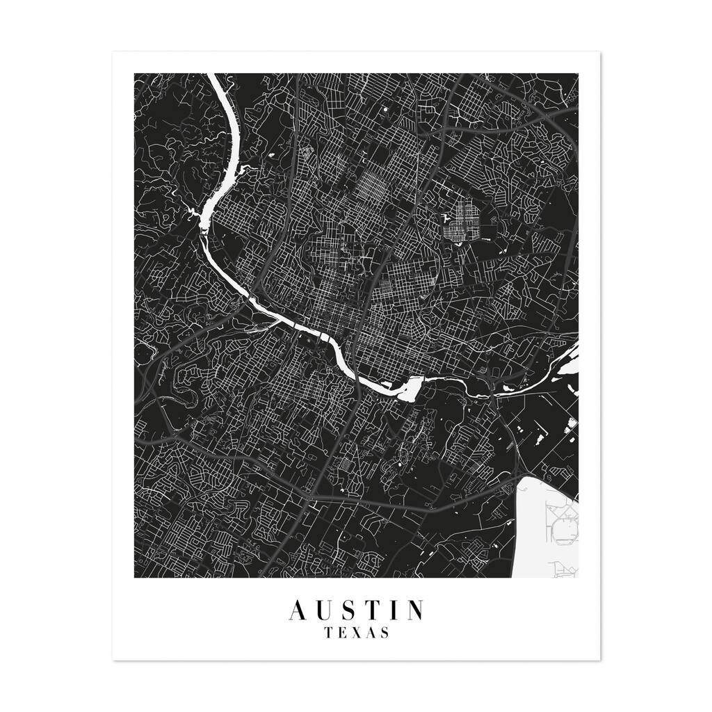 Austin Texas Maps Minimal Unframed Wall Art Print/Poster