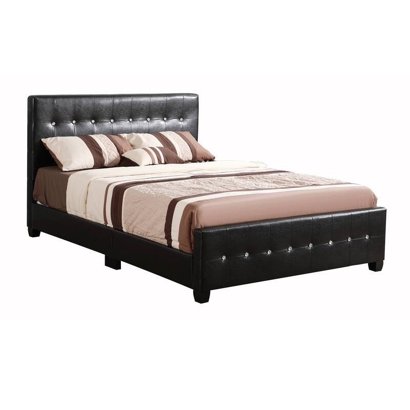 Full Button Faux Leather Panel Bed - 83" - Black