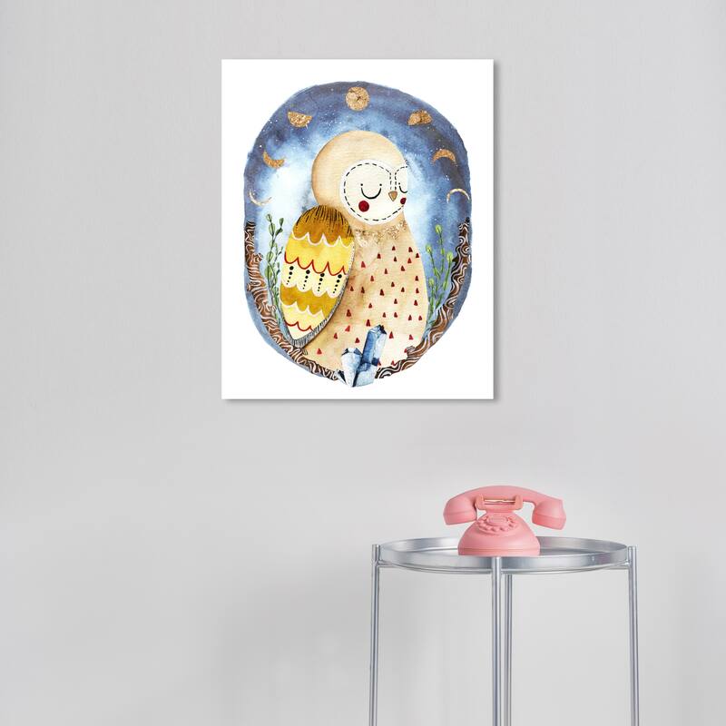 Wynwood Studio Canvas Animals Dreaming Owl Pastel Brown and Light Brown Modern & Contemporary Wall Art Canvas Print - 16 x 20