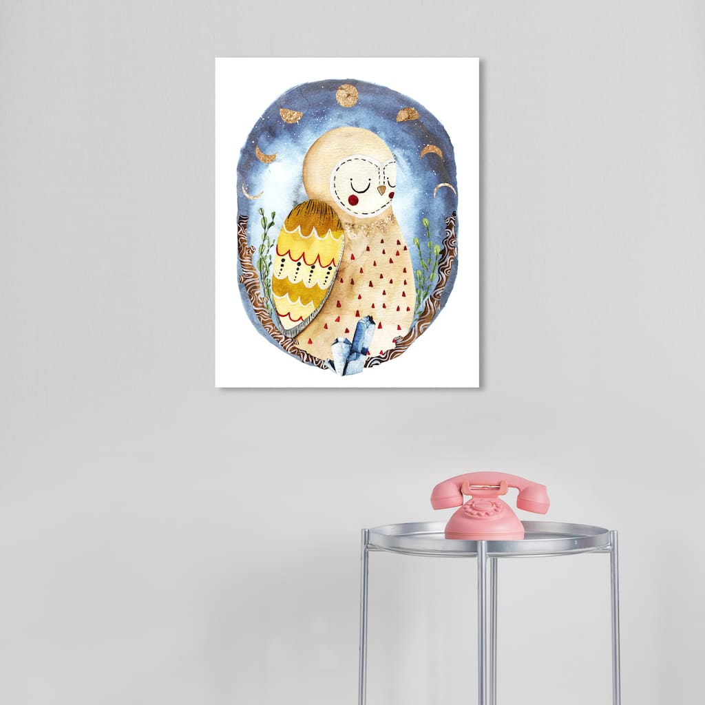 Wynwood Studio Canvas Animals Dreaming Owl Pastel Brown and Light Brown Modern & Contemporary Wall Art Canvas Print