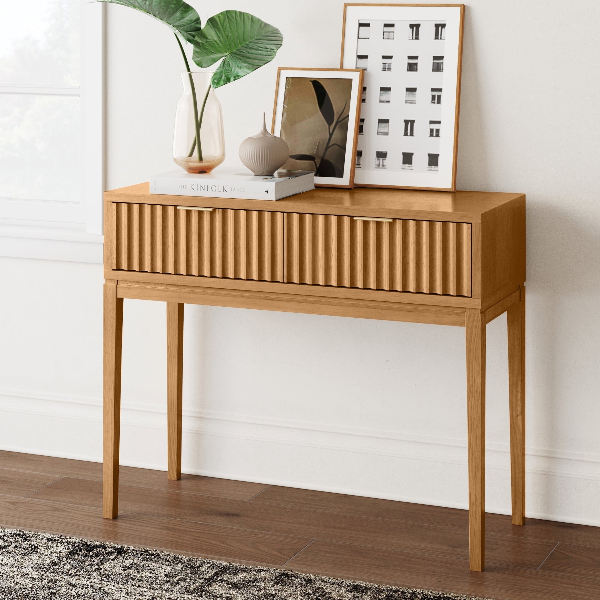 Nathan James Jasper Bohemian Hallway Table, Entryway Table with Storage Drawers