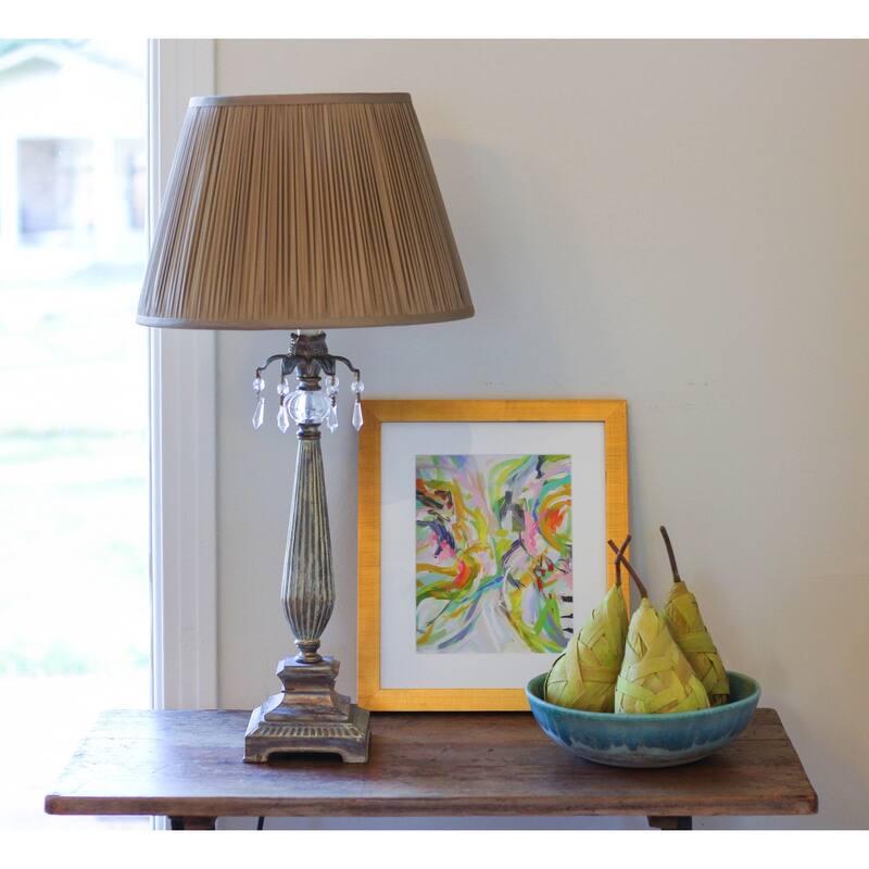 HomeRoots 11" Ash Slanted Pleated Tafetta Lampshade - 11