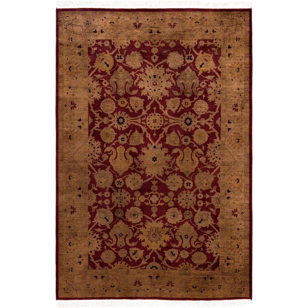Overdyed One-of-a-Kind Hand-Knotted Area Rug - Red - 4' 1" x 6' 0"