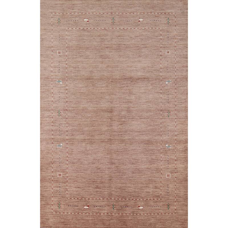 Hand Knotted Oriental 100% Wool Carpet Tribal Animal Pictorial Brown Gabbeh Area Rug - 7' 9'' X 4' 11''