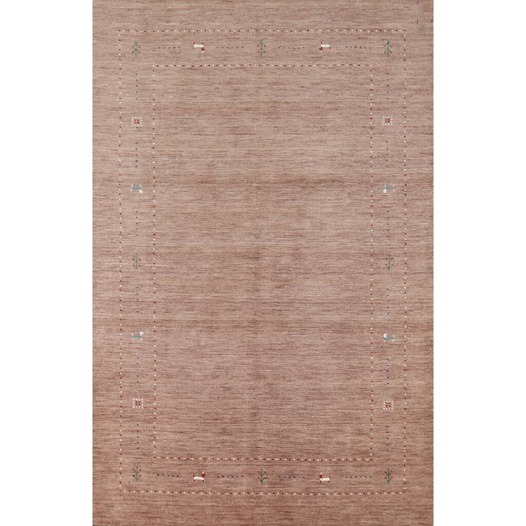 Hand Knotted Oriental 100% Wool Carpet Tribal Animal Pictorial Brown Gabbeh Area Rug - 7' 9'' X 4' 11''