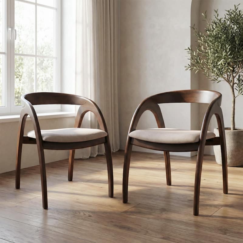 Furniture of America Abigail XI Mid-century Modern Handcrafted Solid Wood Dining Chairs (Set of 2) - Rich Walnut