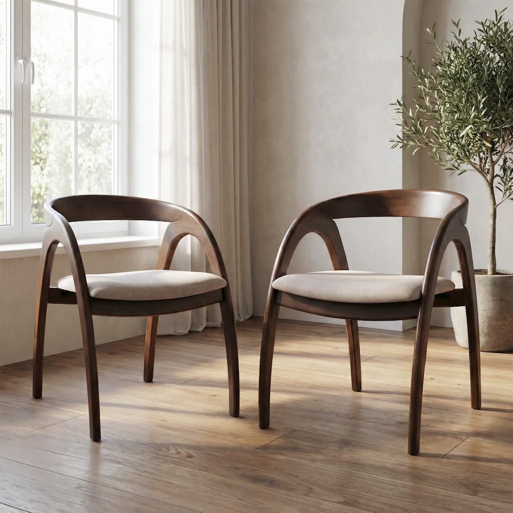 Furniture of America Abigail XI Mid-century Modern Handcrafted Solid Wood Dining Chairs (Set of 2)