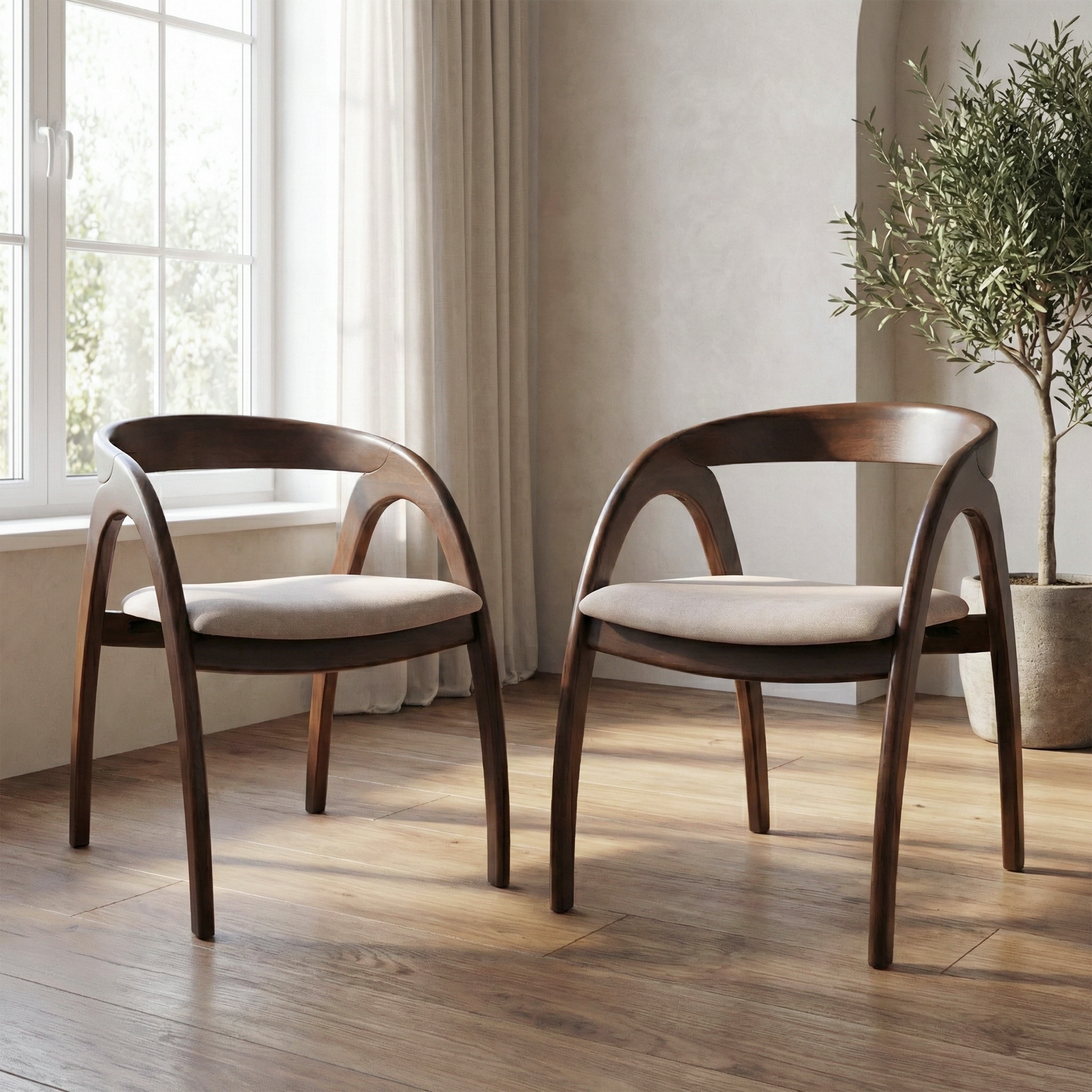 Furniture of America Abigail XI Mid-century Modern Handcrafted Solid Wood Dining Chairs (Set of 2)