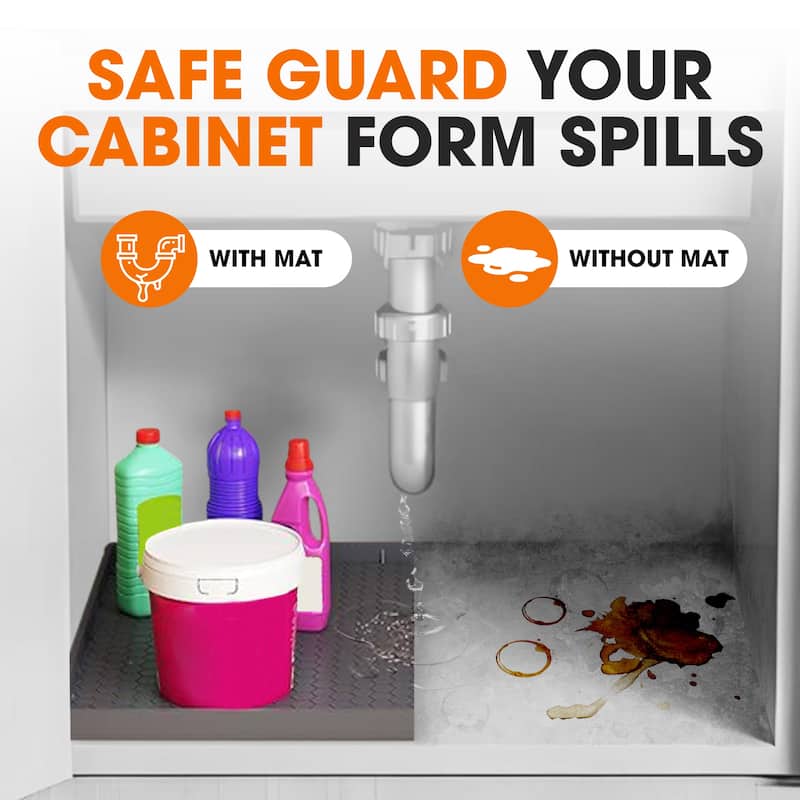 Cheer Collection Waterproof Silicone Under Sink Mat with Raised Edges