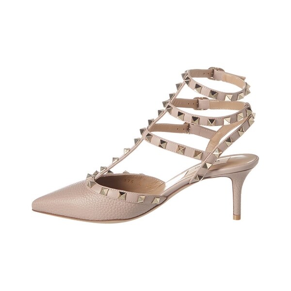 valentino rockstud caged 65 leather ankle strap pump