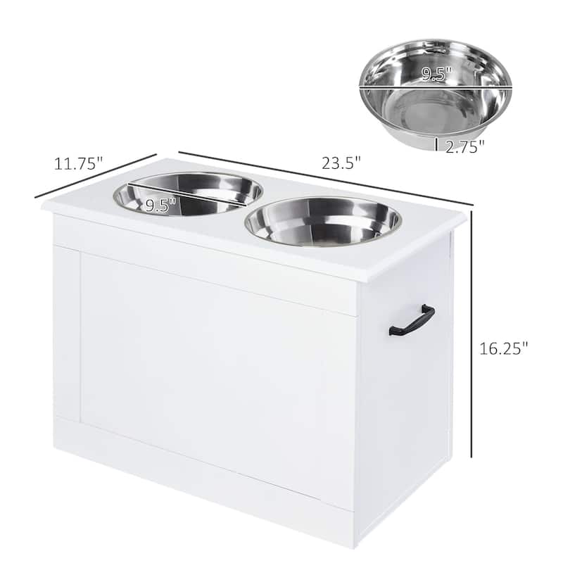 Elevated Feeder Stand Stainless Steel Bowl Raised Pet Feeding Storage Station