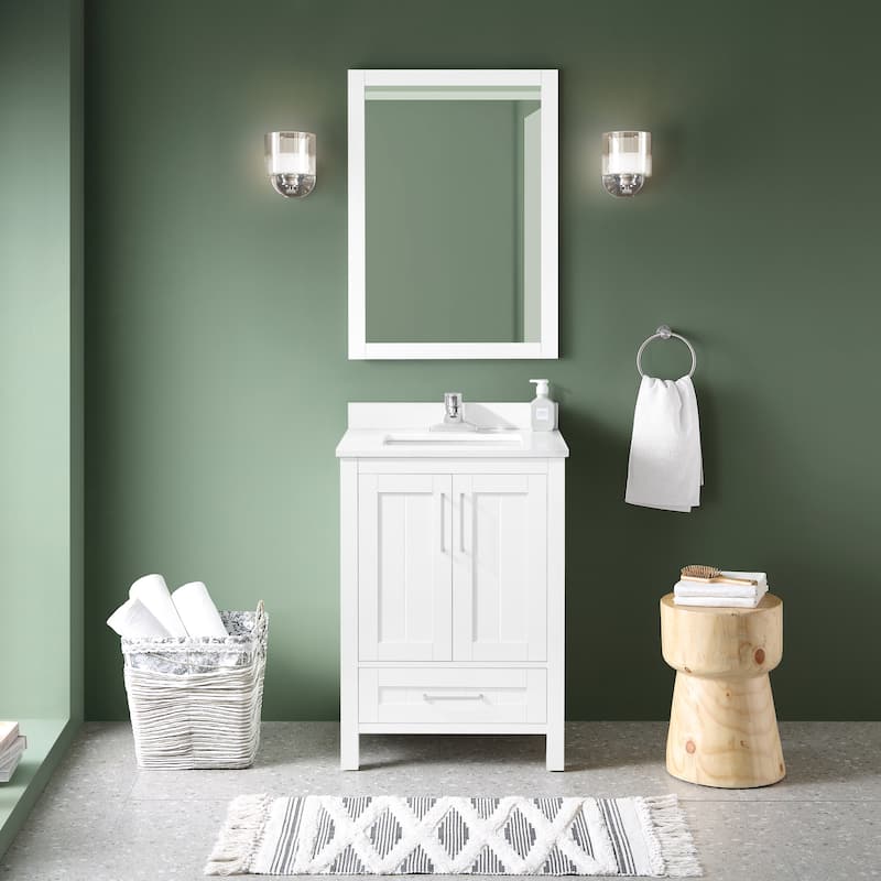 Ove Decors Kansas 24" Bathroom Vanity Top and Backslplash, White