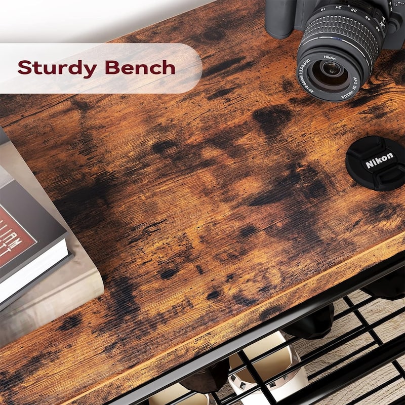 Narrow Hall Tree Storage Bench for Entryway, Coat Rack Shoe Bench