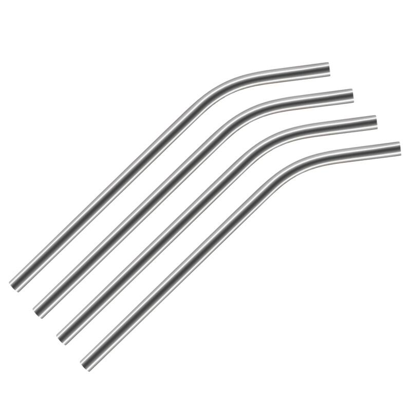 Reusable Metal Straws 4Pcs, Stainless Steel Bent Straw 8.5" Long