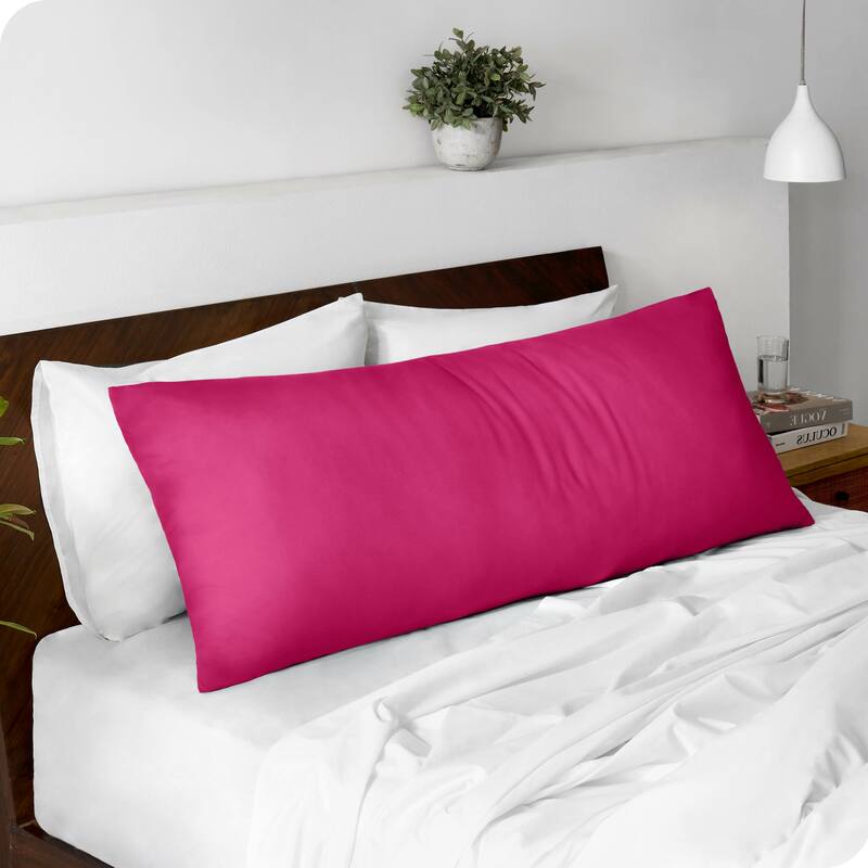 Bare Home Microfiber Body Pillow Cover with Zipper Closure - Pink