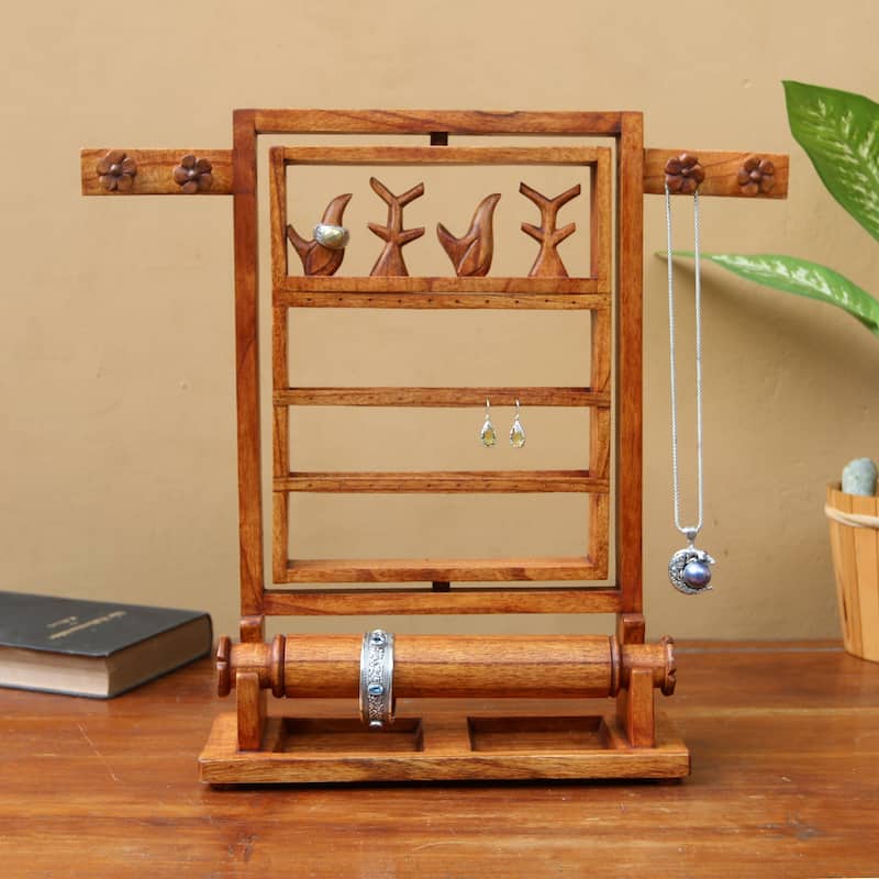 Novica Handmade Serene Forest In Brown Wood Jewelry Stand