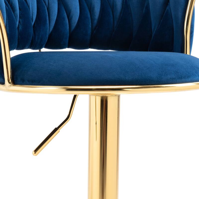 4 Set Velvet Adjustable Swivel Bar Stools With Backs