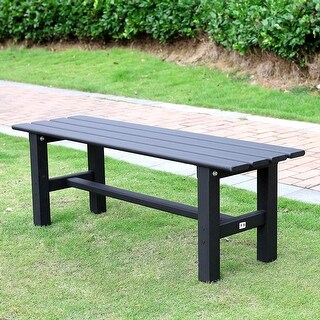 Aluminum Outdoor Patio Bench Black,35.4 x 14.2X 15.7 inches,Light