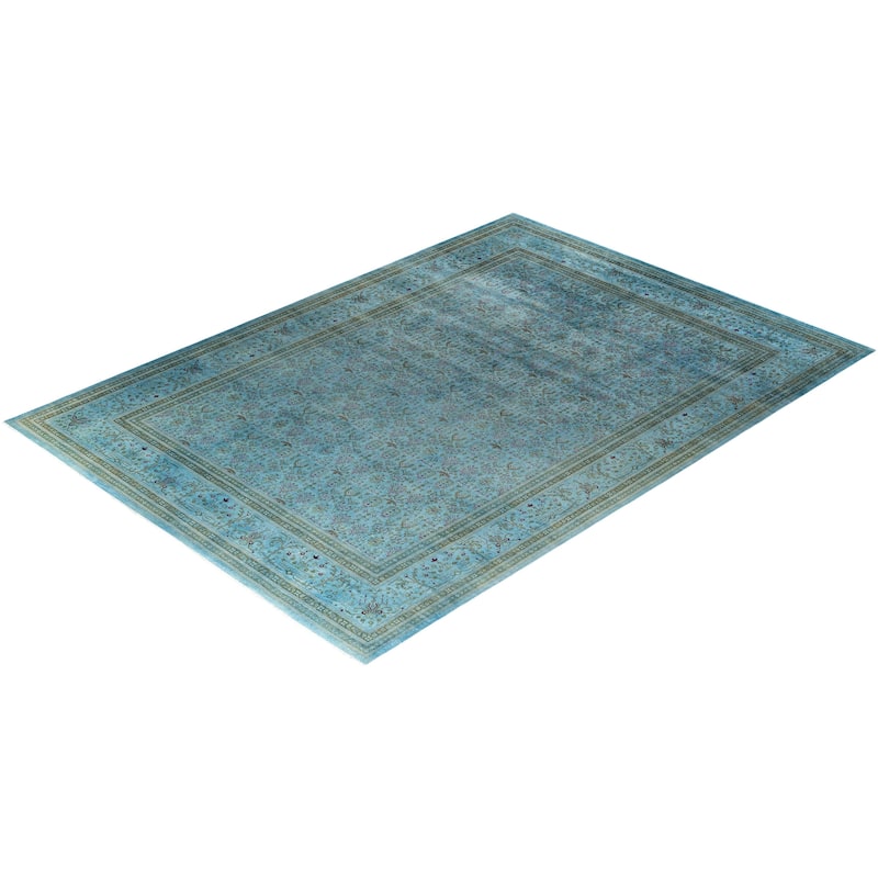 Fine Vibrance One-of-a-Kind Hand-Knotted Area Rug - Blue, 10' 1" x 13' 10" - 10' 1" x 13' 10"