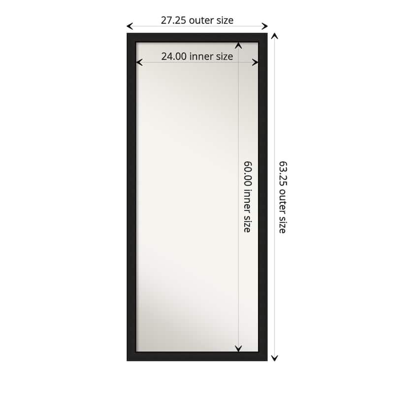 Midnight Black Narrow Non-Beveled Wood Framed Full-Length Floor Leaner Mirror - Midnight Black Narrow - Glass Size 24x60