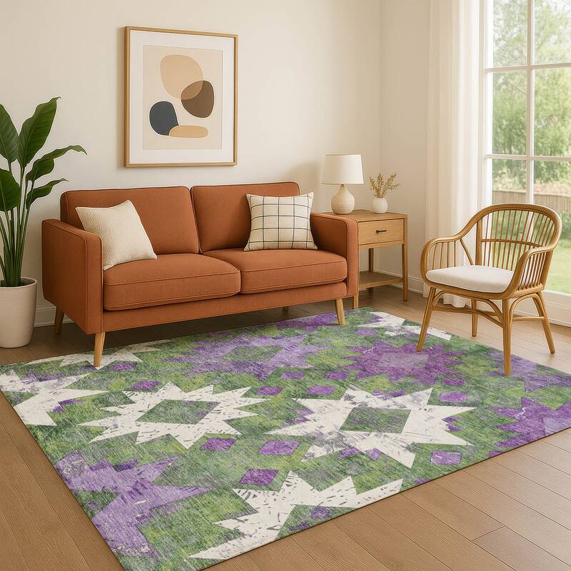 Premium Washable Super Soft Global Imprints Mayfield Rug - Green - 8' x 10'
